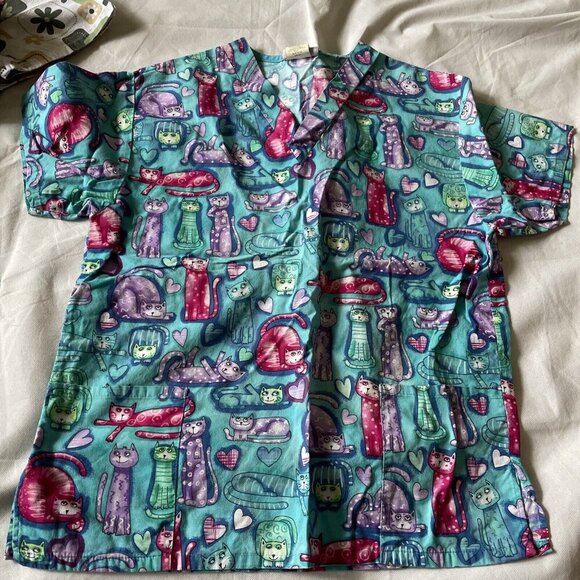 Scrubs Size Small S Tops Nurse Floral Bright Prints Medical School Lot of 11 - Picture 11 of 12